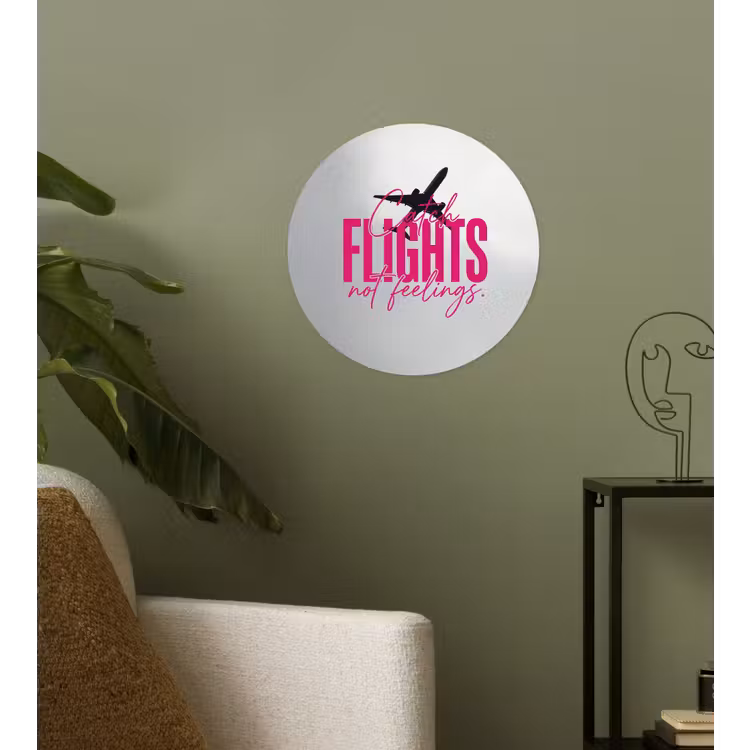 Behangcirkel - Catch flights not feelings - Vliegtuig - Roze — 3