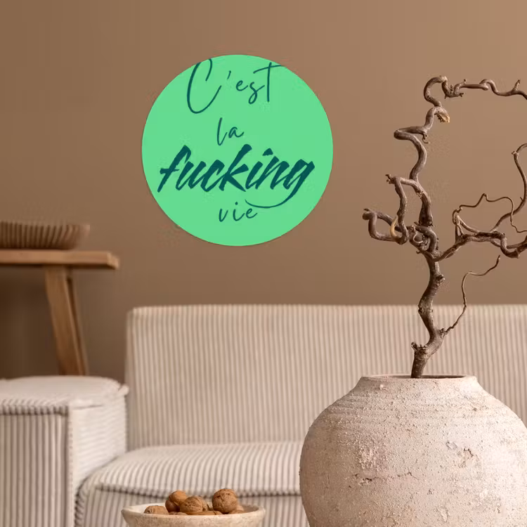 Behangcirkel - c'est la fucking vie - Groen - Penseelstijl — 2