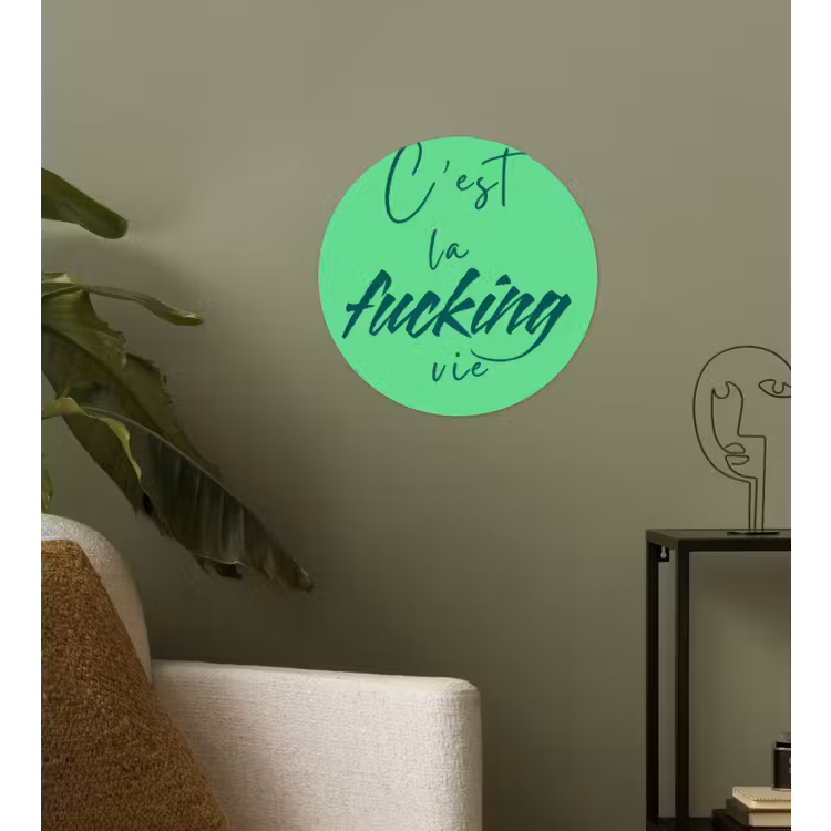 Behangcirkel - c'est la fucking vie - Groen - Penseelstijl — 3
