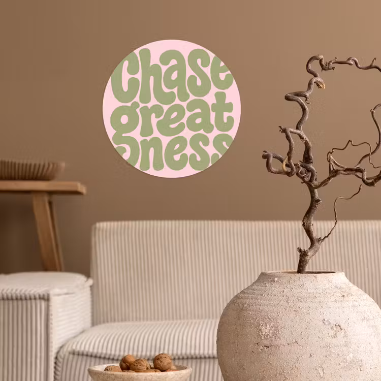 Behangcirkel - Chase greatness - Groen - Roze - Retro — 2