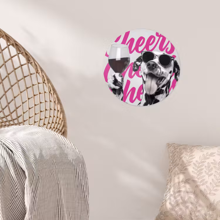 Behangcirkel - Cheers - Hond - Roze - Wijn — 5
