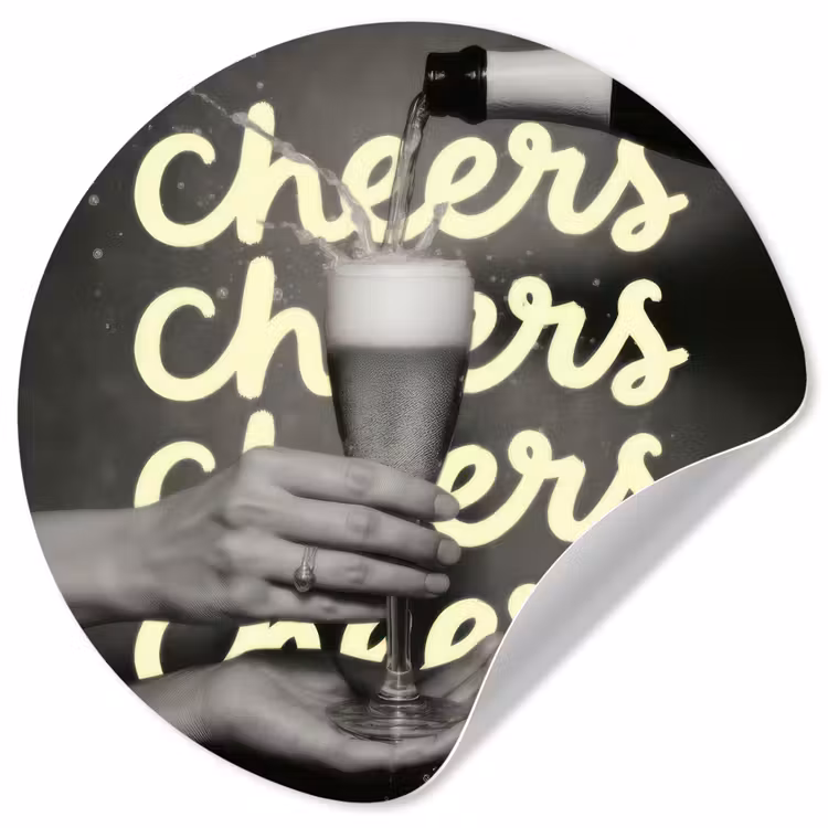 Behangcirkel - Cheers - Wijn - Zwart - Wit — 1