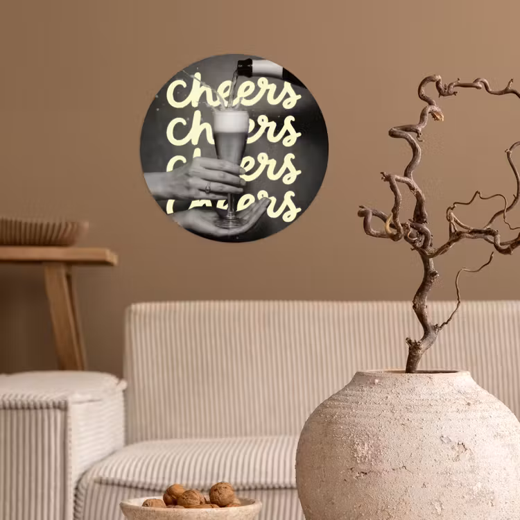 Behangcirkel - Cheers - Wijn - Zwart - Wit — 2
