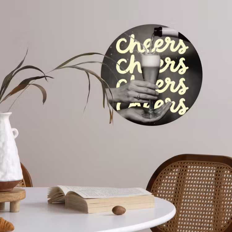Behangcirkel - Cheers - Wijn - Zwart - Wit — 4