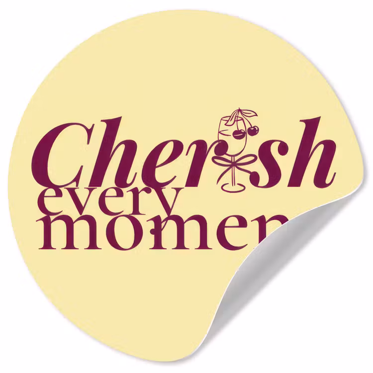 Behangcirkel - Cherish every moment - Cocktailglas - Geel — 1