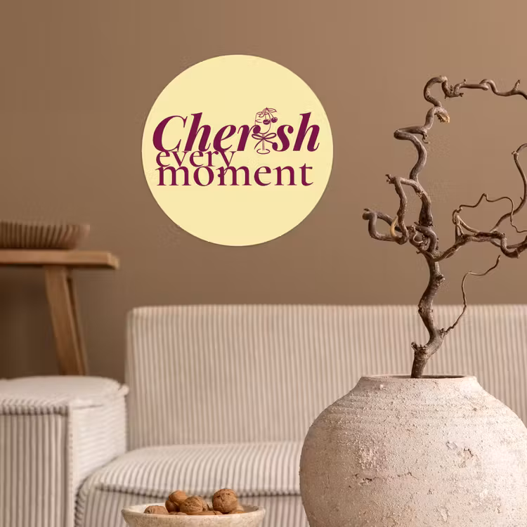 Behangcirkel - Cherish every moment - Cocktailglas - Geel — 2