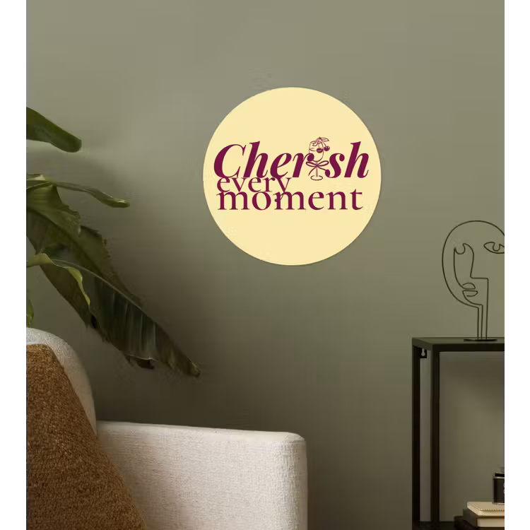 Behangcirkel - Cherish every moment - Cocktailglas - Geel — 3