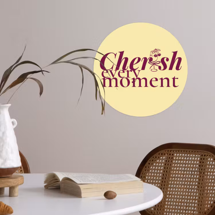 Behangcirkel - Cherish every moment - Cocktailglas - Geel — 4