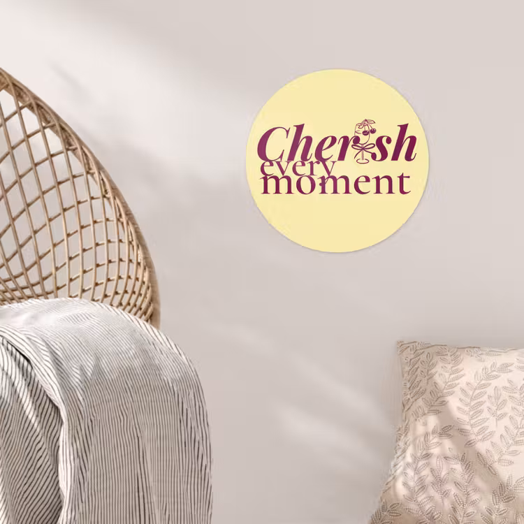 Behangcirkel - Cherish every moment - Cocktailglas - Geel — 5