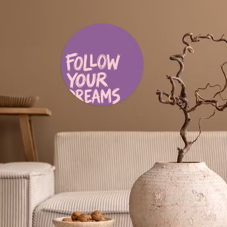 Behangcirkel - Follow your dreams - Paars - Penseeltextuur — 2