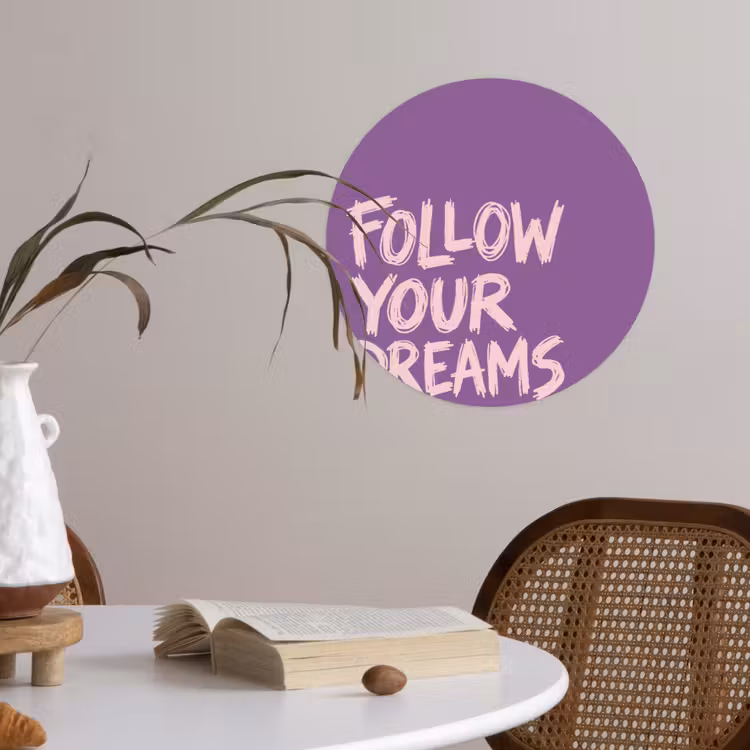 Behangcirkel - Follow your dreams - Paars - Penseeltextuur — 4