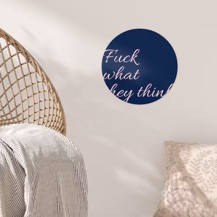Behangcirkel - Fuck what they think - Blauw - Cursief — 5
