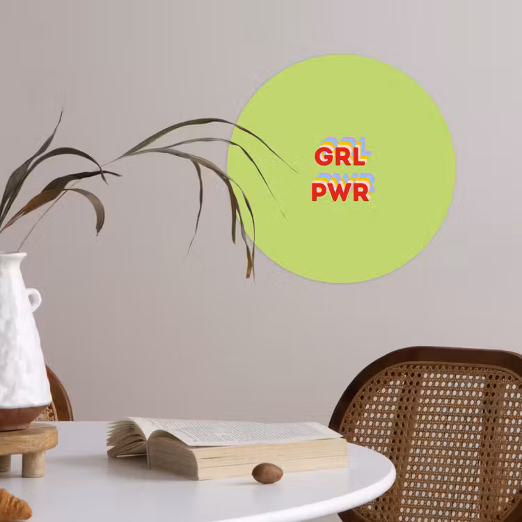 Behangcirkel - Grl pwr - Groen - Rood - 3D — 4