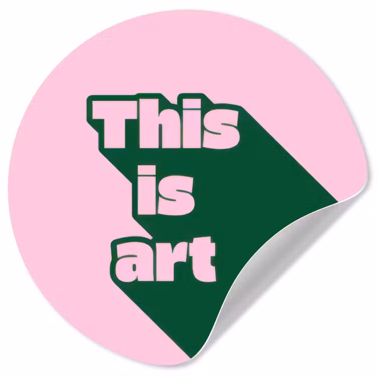 Behangcirkel - Groen - Teskt - This is art - Roze — 1