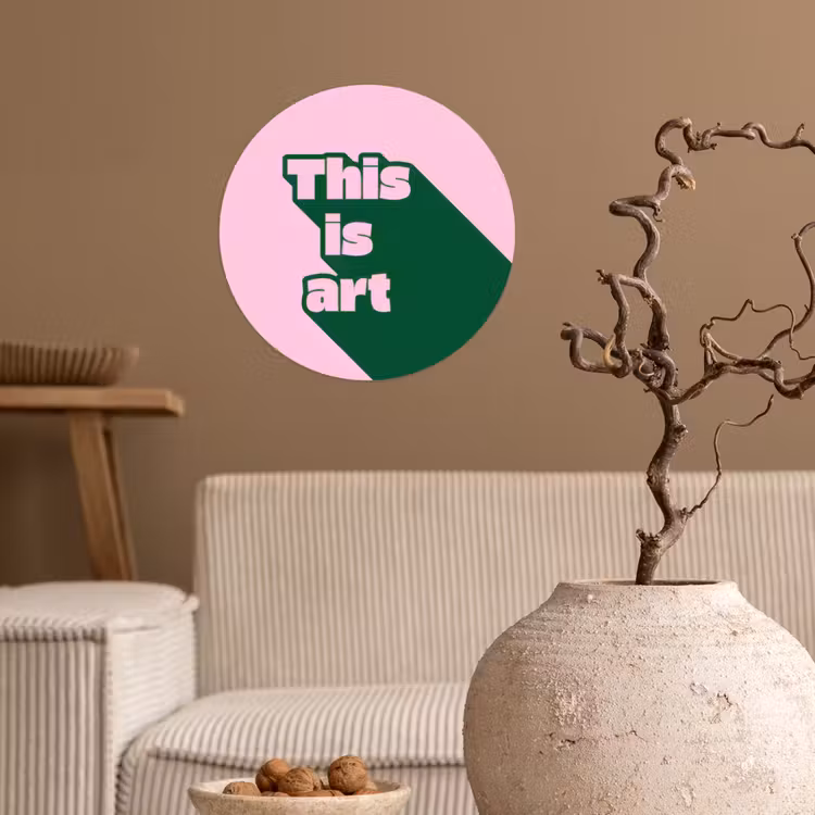 Behangcirkel - Groen - Teskt - This is art - Roze — 2