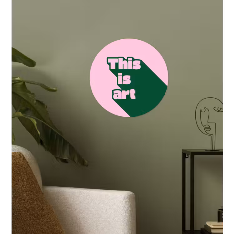 Behangcirkel - Groen - Teskt - This is art - Roze — 3