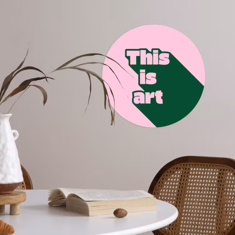Behangcirkel - Groen - Teskt - This is art - Roze — 4
