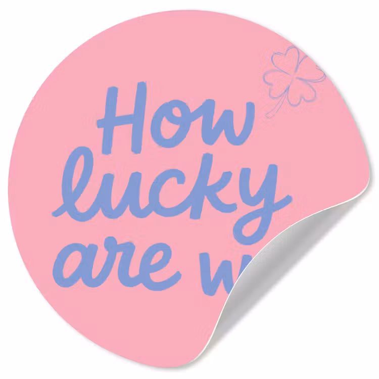 Behangcirkel - How lucky are we - Klavervier - Roze - Blauw — 1