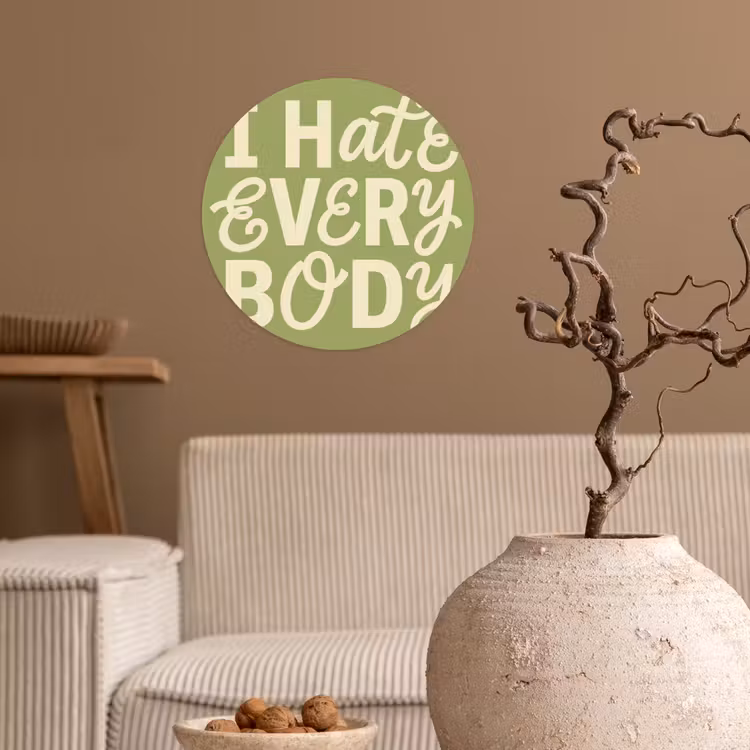 Behangcirkel - I hate everybody - Groen - Retro — 2