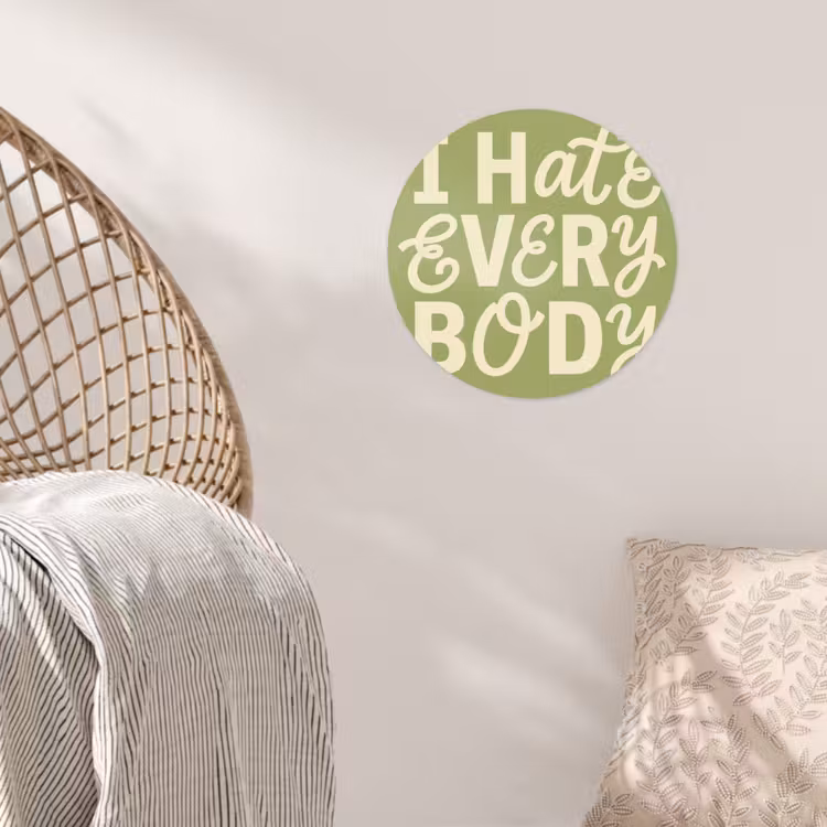 Behangcirkel - I hate everybody - Groen - Retro — 5
