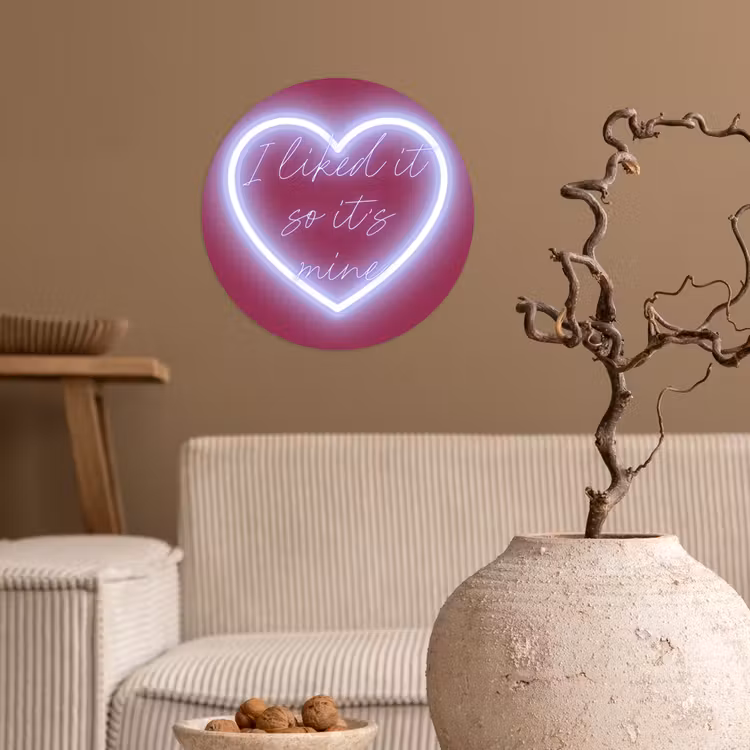 Behangcirkel - I liked it so it's mine - Neon hart - Roze — 2