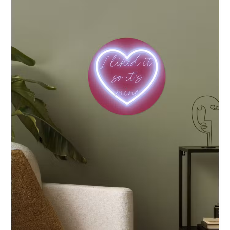 Behangcirkel - I liked it so it's mine - Neon hart - Roze — 3
