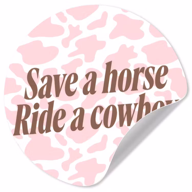 Behangcirkel - Koeienprint - Roze - Cowboy - Horse — 1