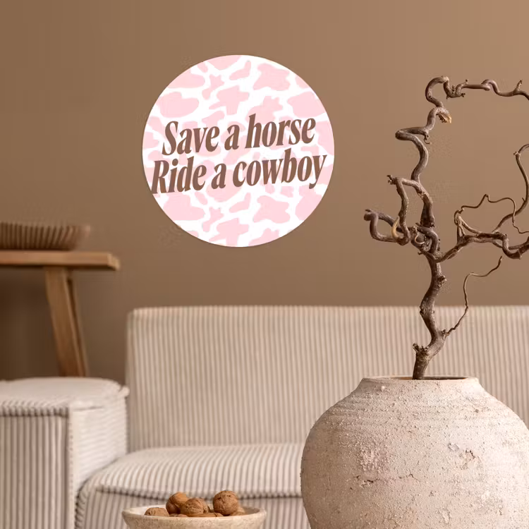 Behangcirkel - Koeienprint - Roze - Cowboy - Horse — 2