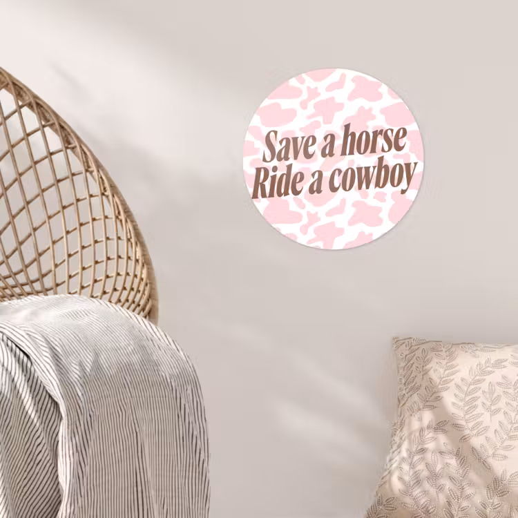 Behangcirkel - Koeienprint - Roze - Cowboy - Horse — 5