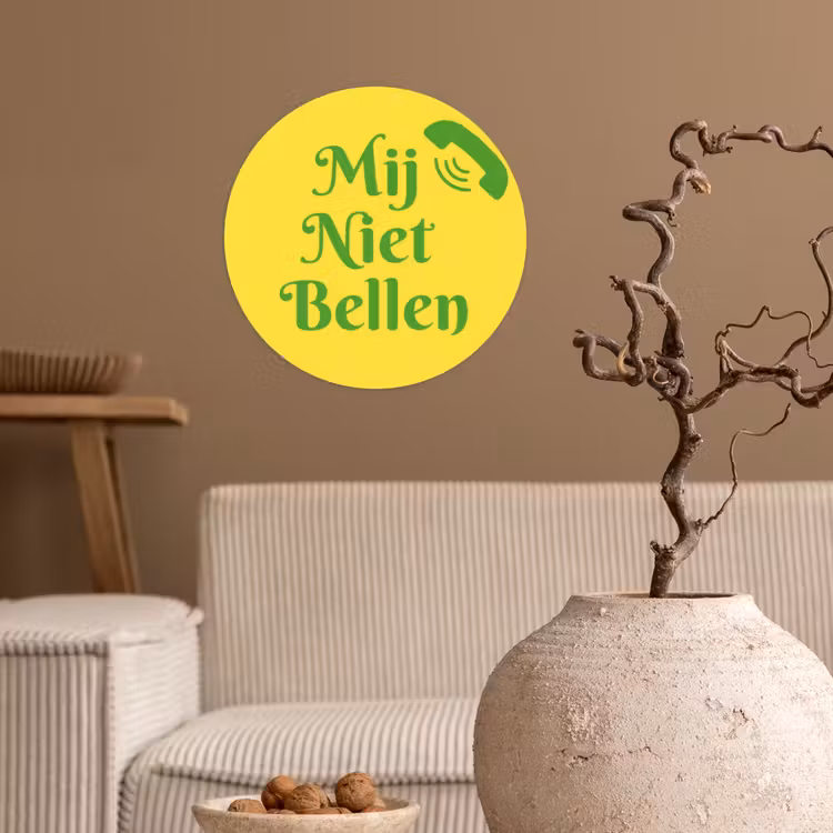 Behangcirkel - Mij niet bellen - Telefoon - Geel — 2