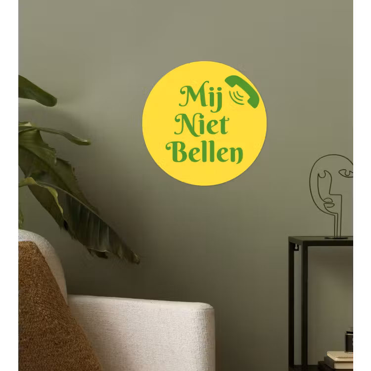 Behangcirkel - Mij niet bellen - Telefoon - Geel — 3