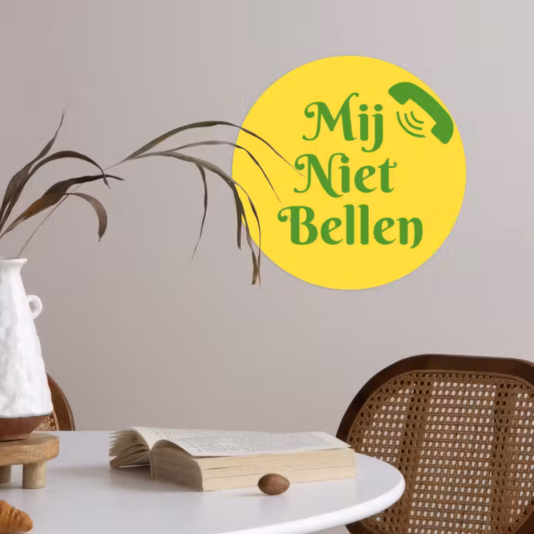 Behangcirkel - Mij niet bellen - Telefoon - Geel — 4