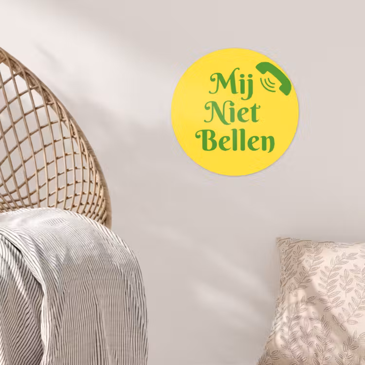 Behangcirkel - Mij niet bellen - Telefoon - Geel — 5