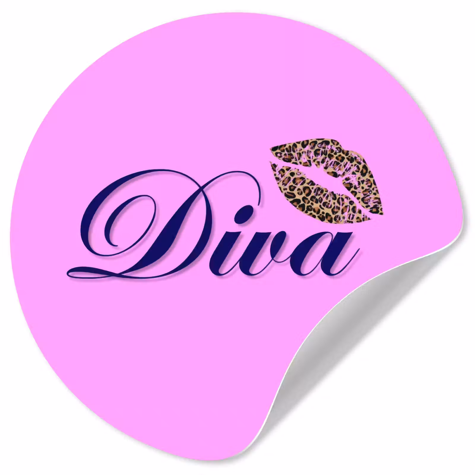 Behangcirkel - Diva - Lip - Panterprint - Roze — 1