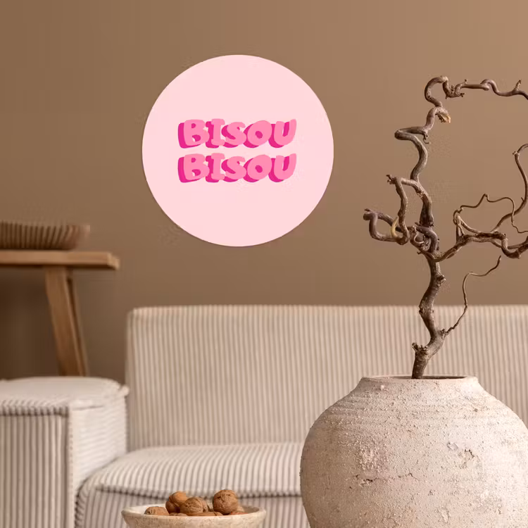 Behangcirkel - Bisou - Roze - Dikke letters — 2