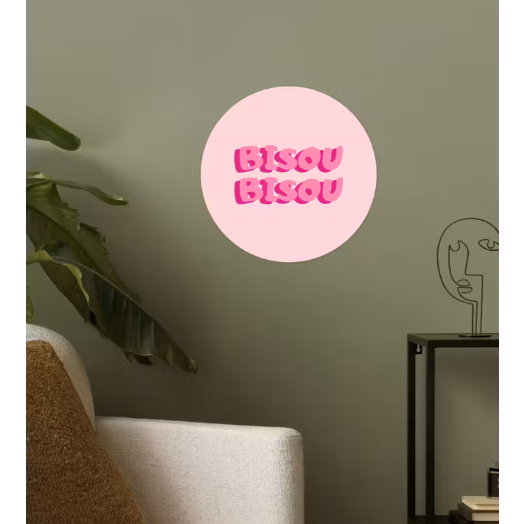 Behangcirkel - Bisou - Roze - Dikke letters — 3