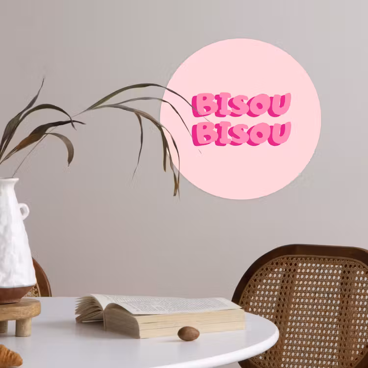 Behangcirkel - Bisou - Roze - Dikke letters — 4