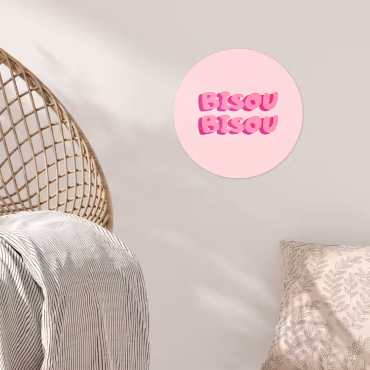 Behangcirkel - Bisou - Roze - Dikke letters — 5