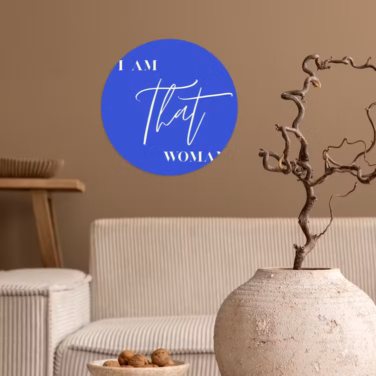 Behangcirkel - Blauw - I am that woman - Sierlijk - Minimalistisch — 2