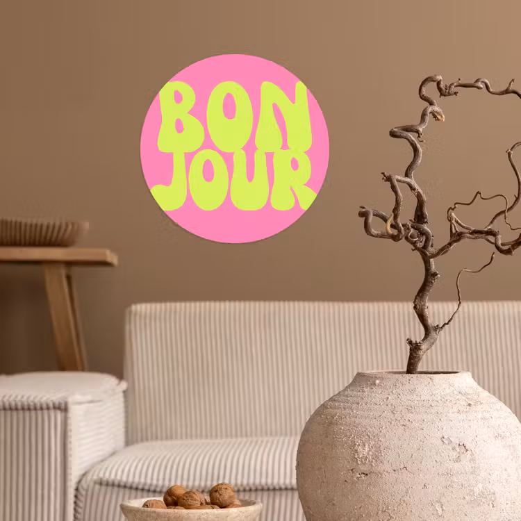 Behangcirkel - Bonjour - Roze - Fel groen — 2