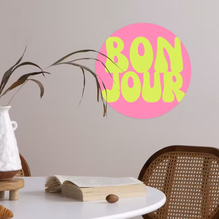 Behangcirkel - Bonjour - Roze - Fel groen — 4