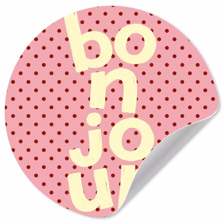 Behangcirkel - Bonjour - Stippen - Roze- Geel — 1