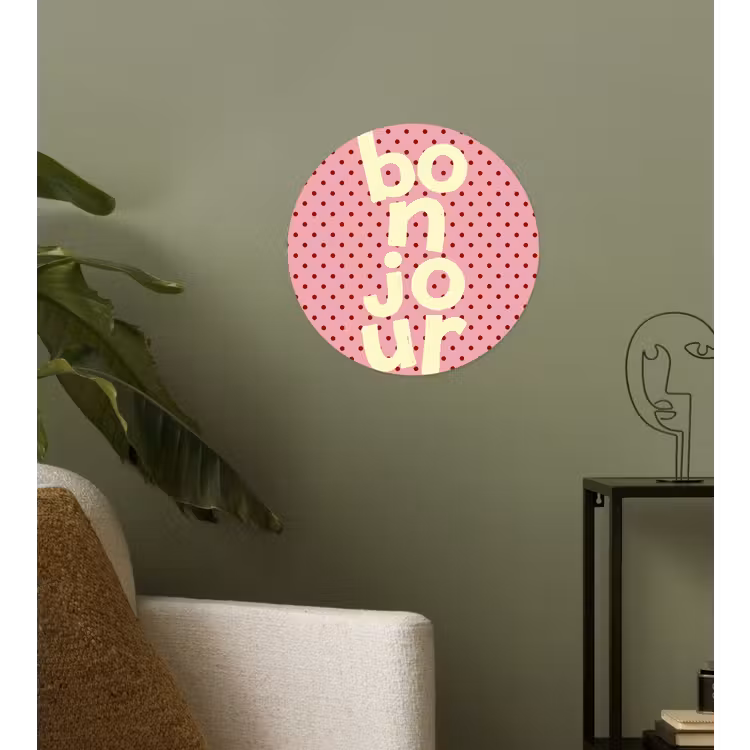 Behangcirkel - Bonjour - Stippen - Roze- Geel — 3