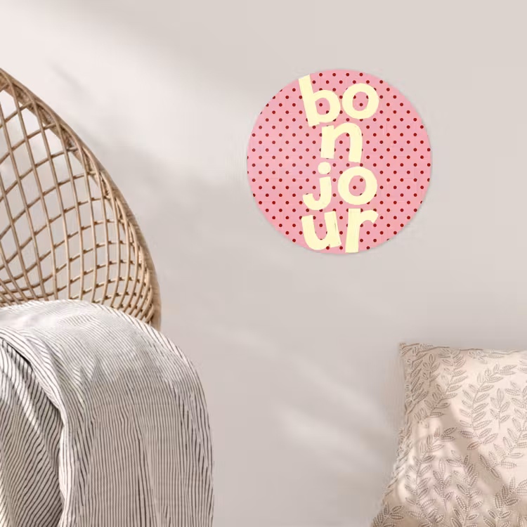 Behangcirkel - Bonjour - Stippen - Roze- Geel — 5