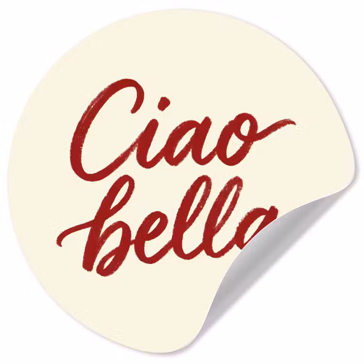 Behangcirkel - Ciao bella - Rood - Wit - Minimalistisch — 1