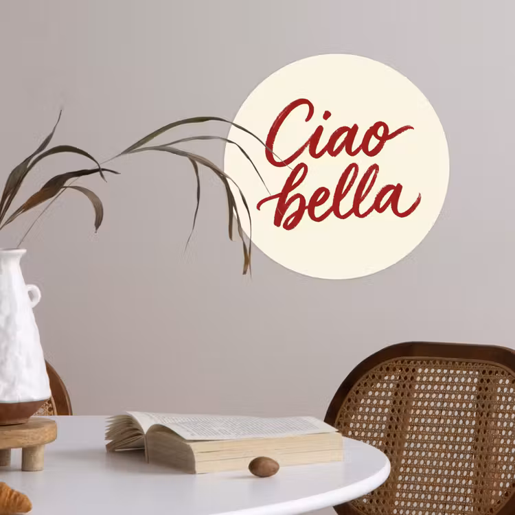 Behangcirkel - Ciao bella - Rood - Wit - Minimalistisch — 4