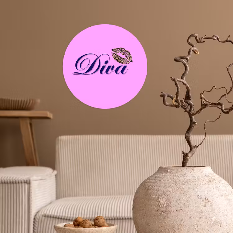 Behangcirkel - Diva - Lip - Panterprint - Roze — 2
