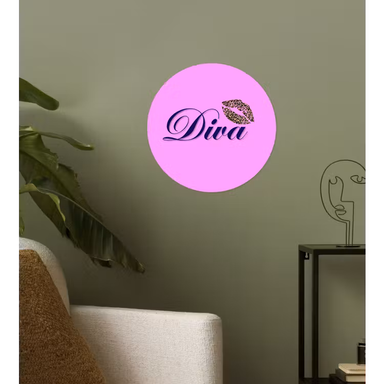 Behangcirkel - Diva - Lip - Panterprint - Roze — 3