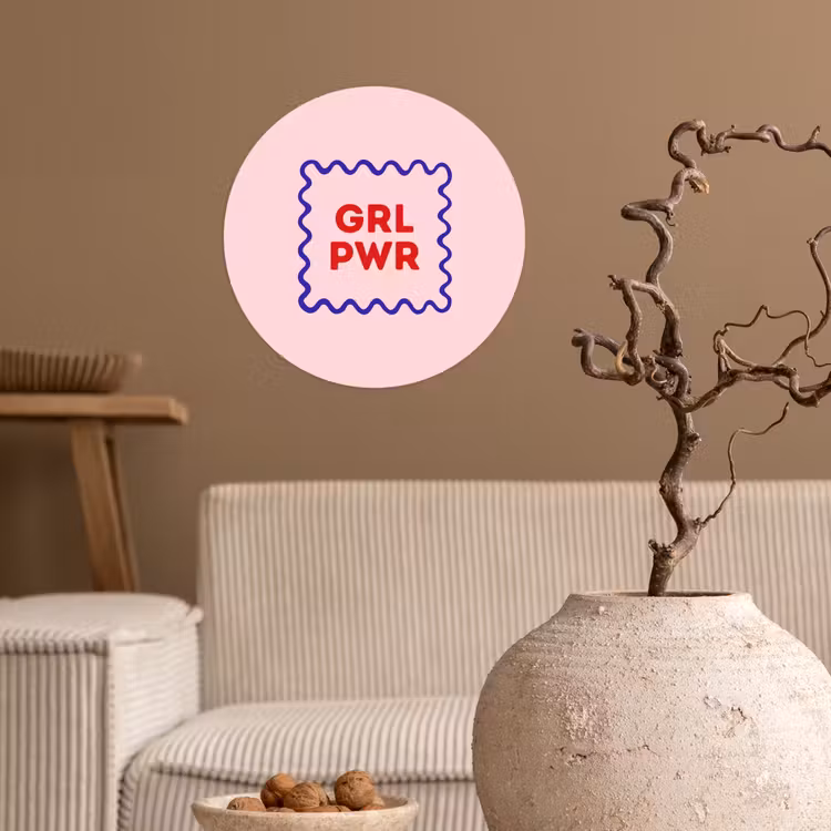 Behangcirkel - Grl pwr - Roze - Kader — 2