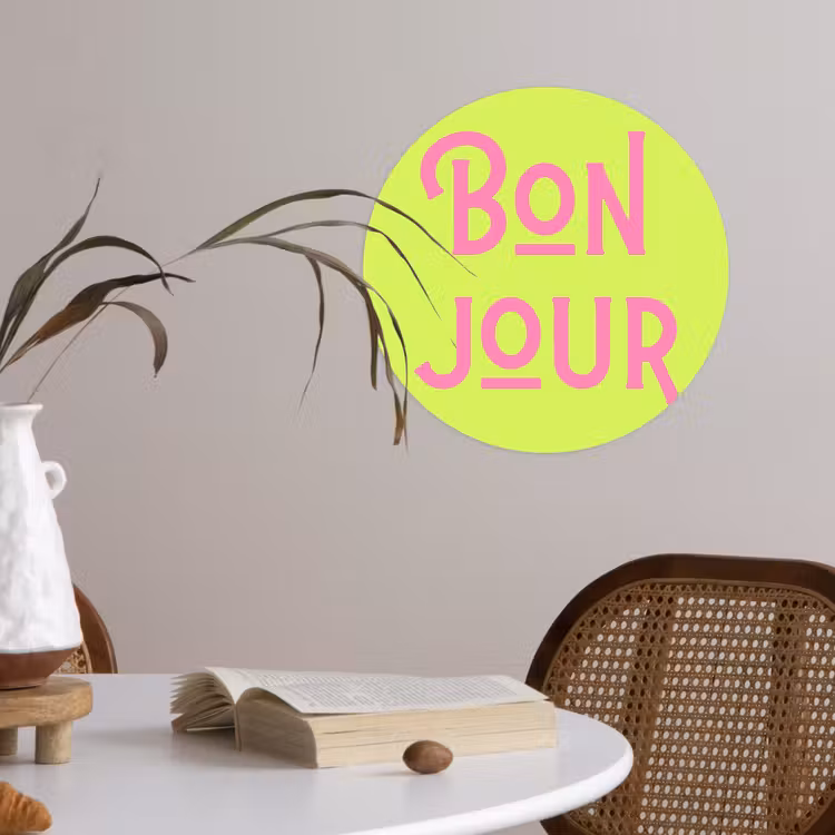 Behangcirkel - Groen - Roze bonjour - art-deco — 4